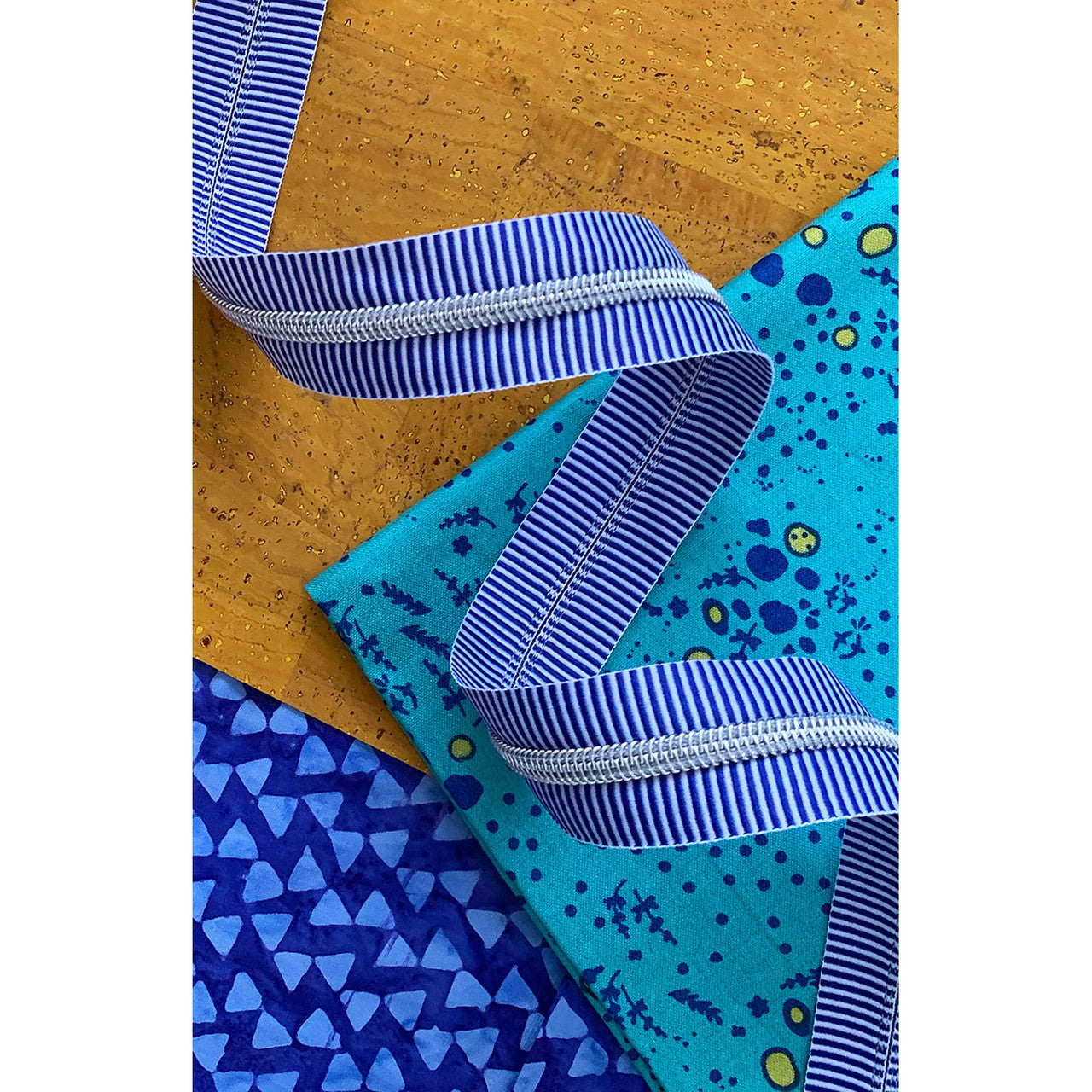 Blue Stripe Zipper Tape with Nickel Teeth