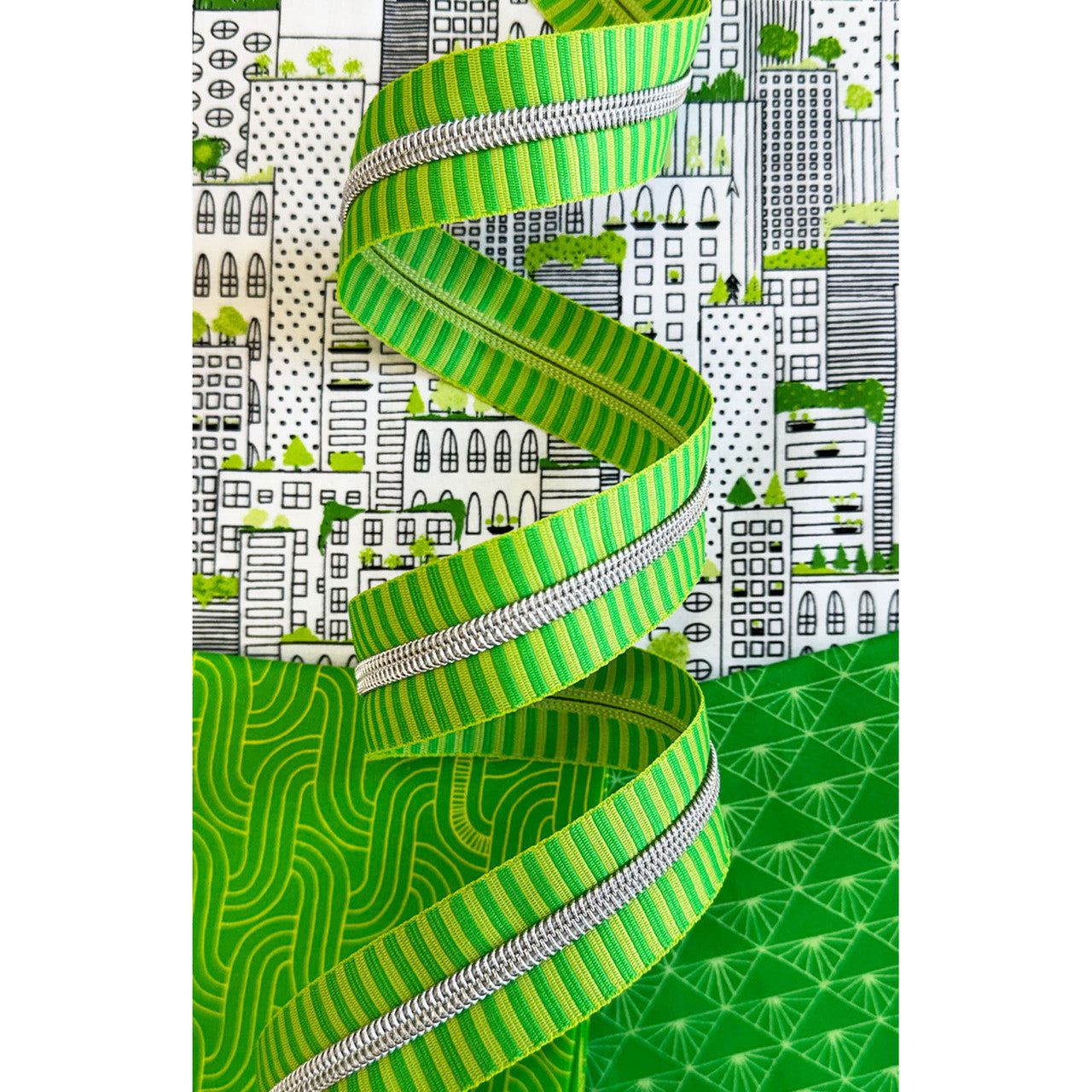 Green Stripe Zipper Tape with Nickel teeth