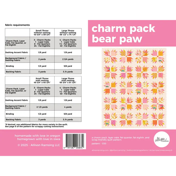 Charm Pack Bear Paw Pattern