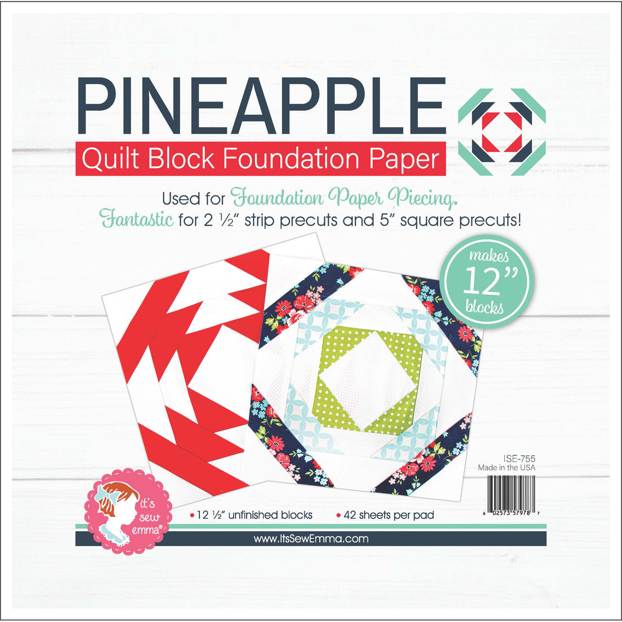 12" Pineapple Quilt Block Foundation Paper Pad