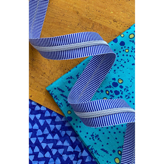 Blue Stripe Zipper Tape with Nickel Teeth