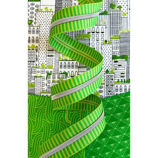 Green Stripe Zipper Tape with Nickel teeth