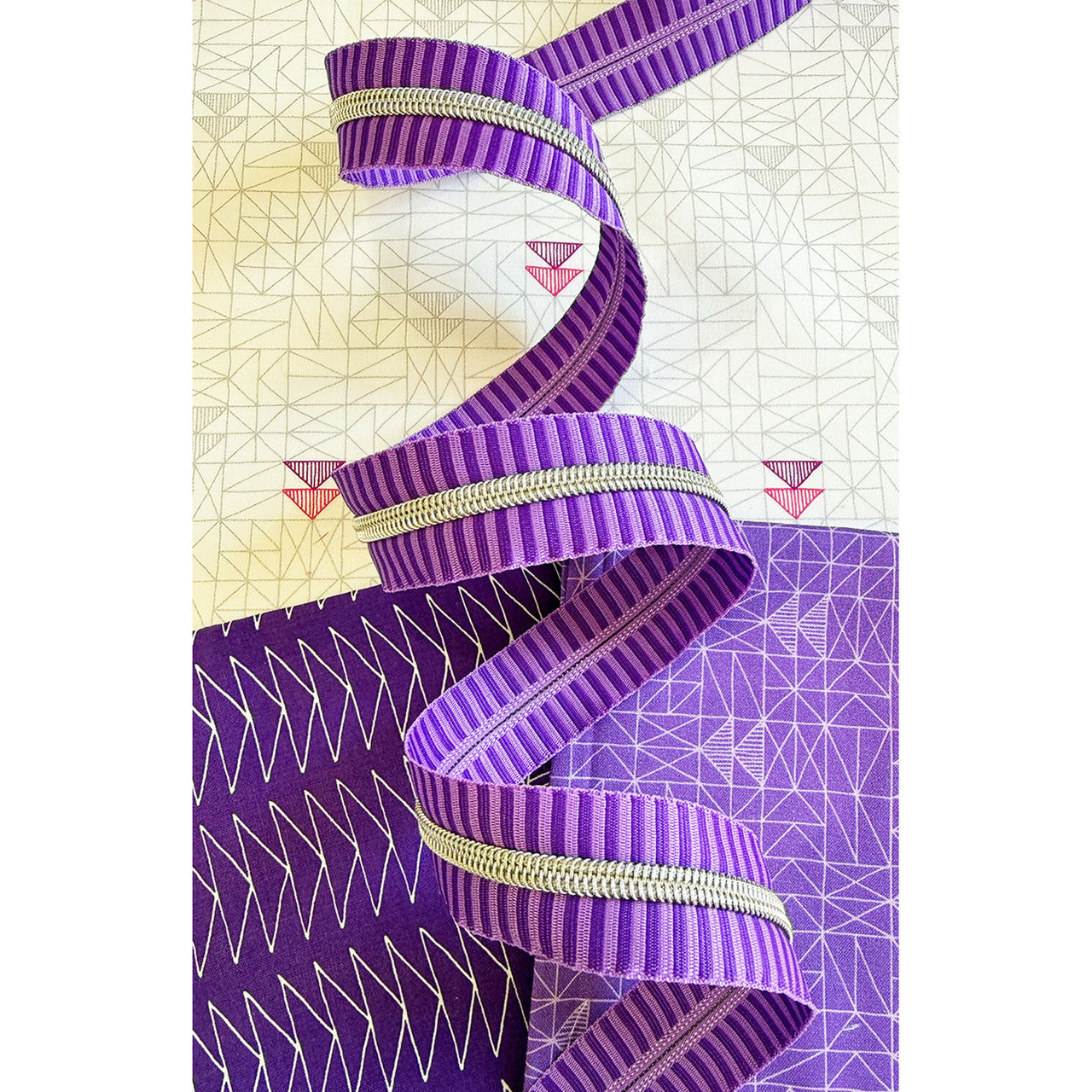 Purple Stripe Zipper Tape with Nickel teeth