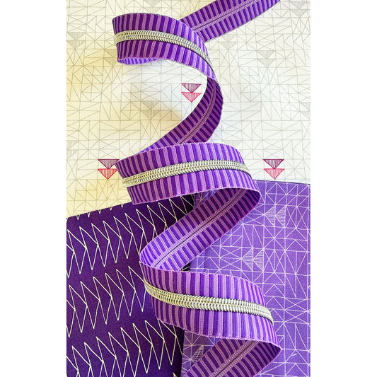 Purple Stripe Zipper Tape with Nickel teeth